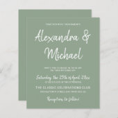 De moderne uitnodiging voor een olijfgroene bruilo (Voorkant / Achterkant)