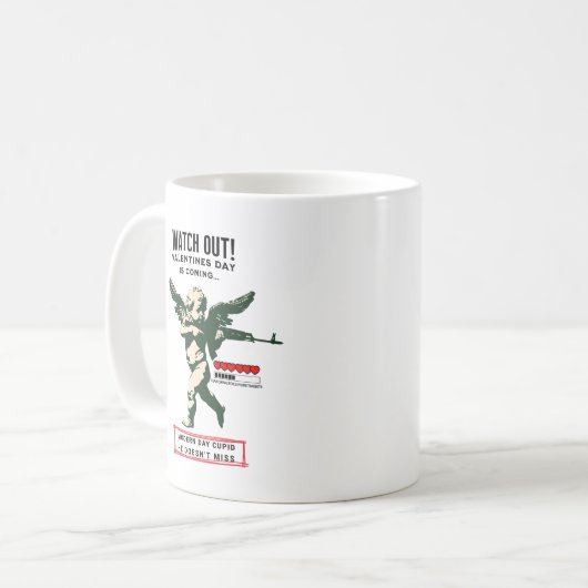 De moderne Valentijnsdag Cupido de sluipschutter Koffiemok (Voorkant links)