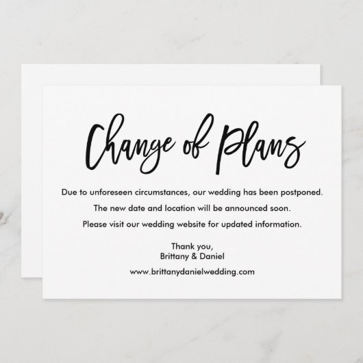 De Moderne Verandering van het Manuscript van de B Save The Date (Voorkant / Achterkant)