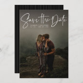 De moderne verticale foto van het manuscript spare save the date (Voorkant / Achterkant)