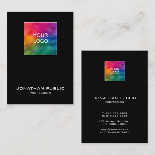 De moderne Verticale Visitekaartjes voegen de Logo (Voorkant / Achterkant)