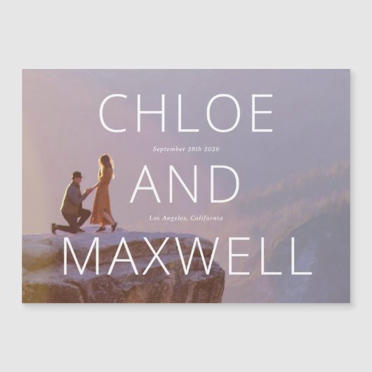 De moderne Vette Foto van Namen sparen de Datum Magnetische Uitnodiging (Voorkant)