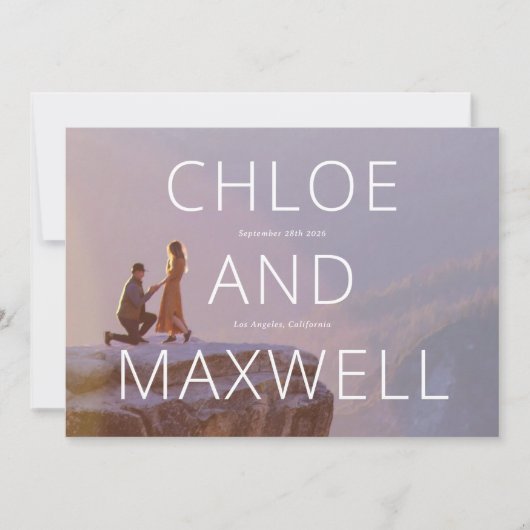 De moderne Vette Foto van Namen sparen de Datum Save The Date (Voorkant)