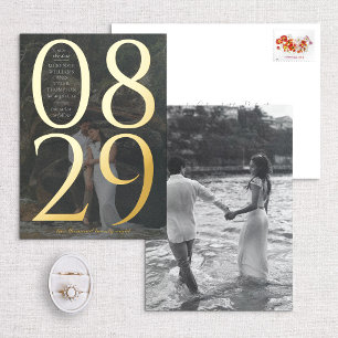 De moderne Vette Grote Foto sparen de Datum Folie Uitnodiging