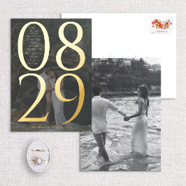 De moderne Vette Grote Foto sparen de Datum Folie Uitnodiging