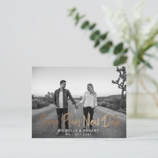 de moderne vette manuscriptfoto verandert de datum briefkaart (Staand voorkant)