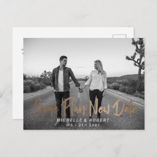 de moderne vette manuscriptfoto verandert de datum briefkaart (Voorkant / Achterkant)