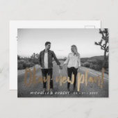 de moderne vette manuscriptfoto verandert de datum briefkaart (Voorkant / Achterkant)