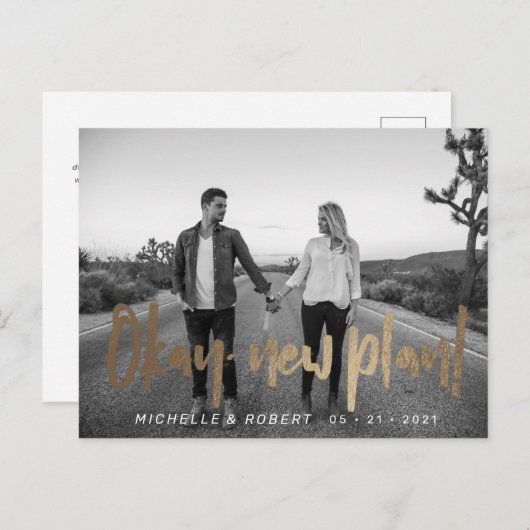 de moderne vette manuscriptfoto verandert de datum briefkaart (Voorkant / Achterkant)