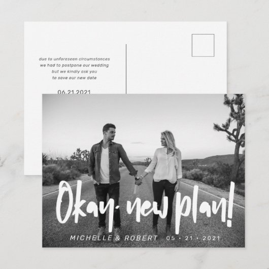 de moderne vette manuscriptfoto verandert de datum briefkaart (Voorkant / Achterkant)