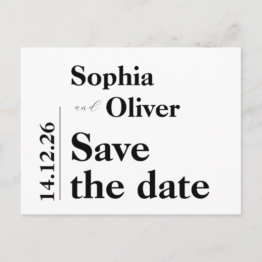 De moderne vette typografie bewaart de datum briefkaart (Voorkant)