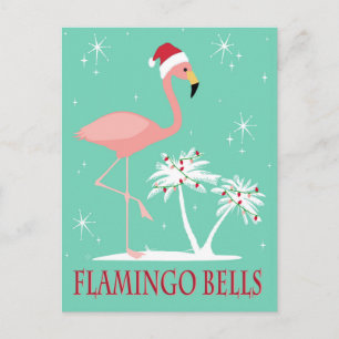 DE MODERNE VINTAGE RETRO FLAMINGO VAN KERSTMIS BRIEFKAART