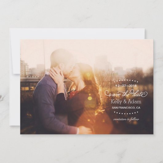 De moderne Volledige Foto van het Manuscript van d Save The Date (Voorkant)