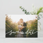 De moderne Volledige Foto van het Witte Manuscript Save The Date (Staand voorkant)
