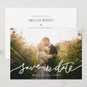 De moderne Volledige Foto van het Witte Manuscript Save The Date (Voorkant / Achterkant)