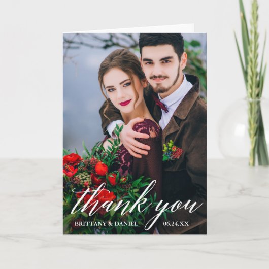 De moderne Vouwen van de Foto W van het Huwelijk Kaart (Voorkant)