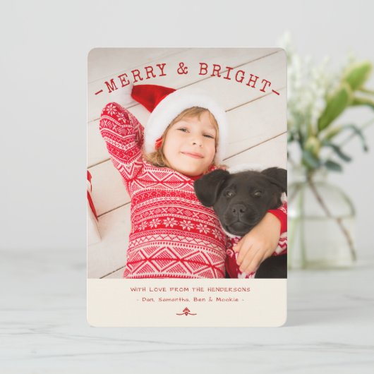 De moderne Vrolijke & Heldere Rode | Witte Kaart (Staand voorkant)