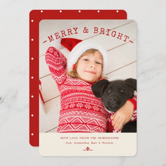 De moderne Vrolijke & Heldere Rode | Witte Kaart (Voorkant / Achterkant)