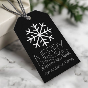 De moderne Vrolijke zwarte van de Sneeuwvlok van Cadeaulabel