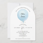 De moderne Waterverf Blue Balloon Baby shower Kaart (Voorkant)