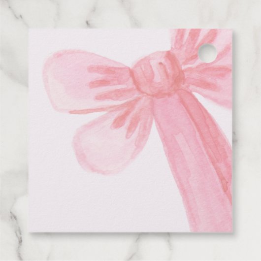 De moderne Waterverf Blush Pink Bow "Het is een me Bedankjes Labels (Achterkant)