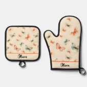 De moderne Waterverf Boho Butterflies Ovenwant & Pannenlap Set (Voorkant)