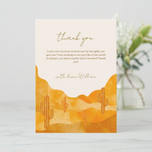 De moderne Waterverf Boho Desert Cactus Baby showe Bedankkaart (Staand voorkant)