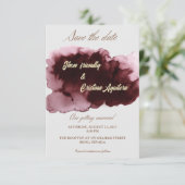 De moderne Waterverf Bourgondië Save the Date Kaar (Staand voorkant)