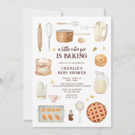 De moderne Waterverf Cutie Pie is het bakken van B Kaart (Voorkant)