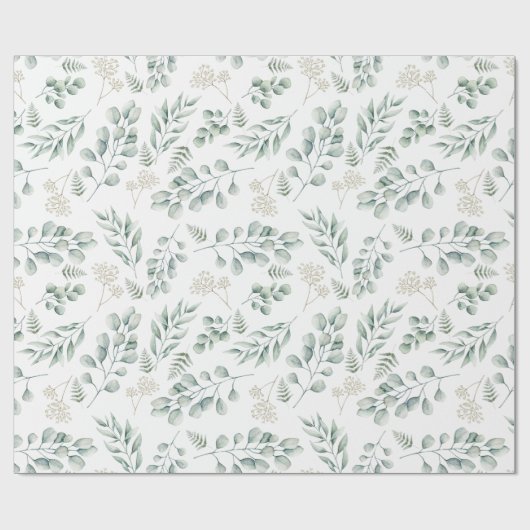 De moderne Waterverf Eucalyptus en varens Cadeaupapier (Vlak)