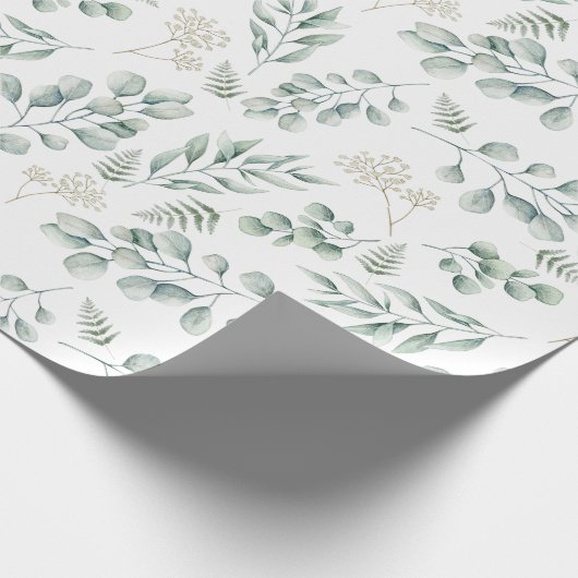 De moderne Waterverf Eucalyptus en varens Cadeaupapier (Hoek)