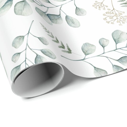 De moderne Waterverf Eucalyptus en varens Cadeaupapier (Rol Hoek)