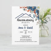 De moderne Waterverf Floral Housewarming Party Kaart (Staand voorkant)