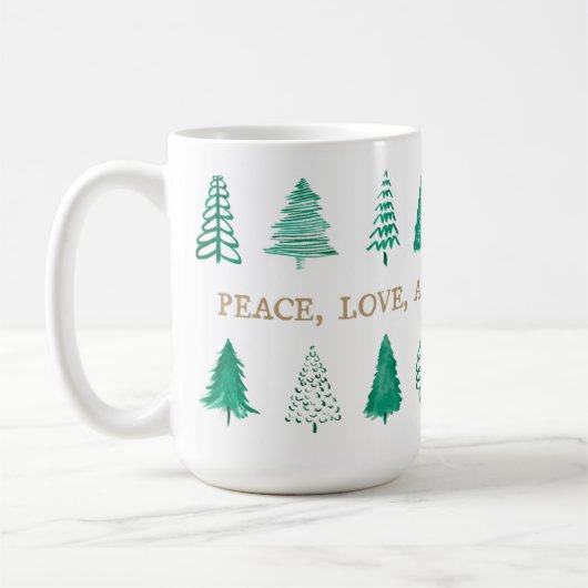 De moderne Waterverf kerstboom X-mas Classic Koffiemok (Links)