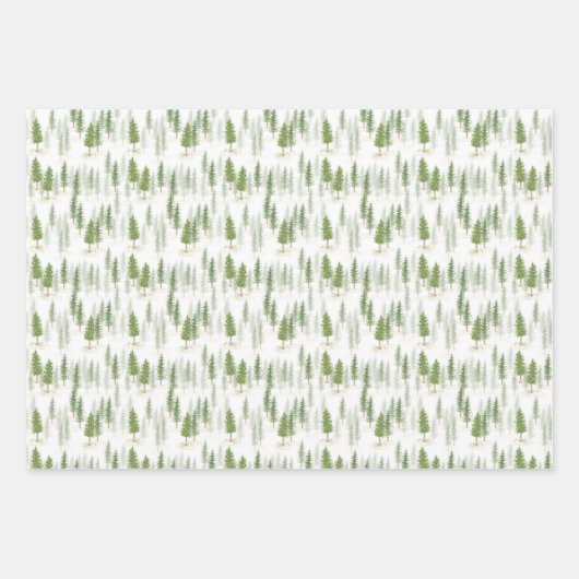 De moderne Waterverf kerstfeestdag groene bomen Inpakpapier Vel (Voorkant 3)