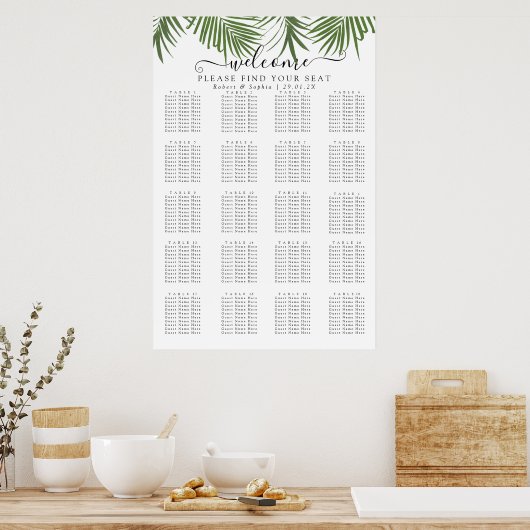 De moderne Waterverf Palm Tree Zitting Grafiek Poster (Keuken)