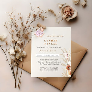 De moderne Waterverf Pampas Gender Reveal Invitati Aankondiging
