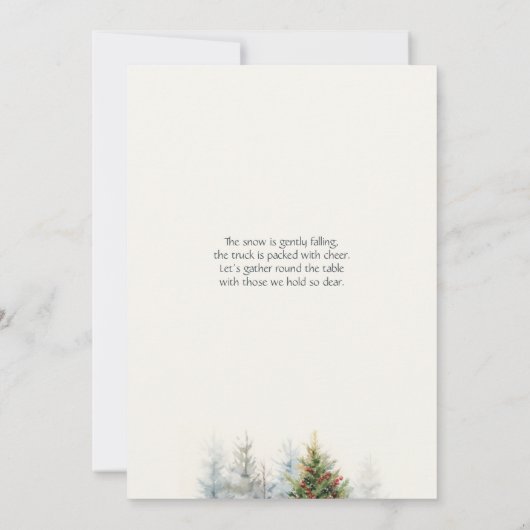 De moderne Waterverf Rode Vrachtwagen Groene Kerst Kaart (Achterkant)