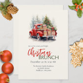 De moderne Waterverf Rode Vrachtwagen Groene Kerst Kaart