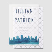 De moderne Waterverf skyline bruiloft Vellum Uitnodigingen (Offset (Uitnodiging))