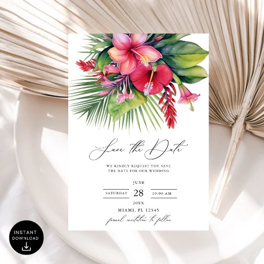 De moderne Waterverf Tropische Botanische Spaar de Kaart