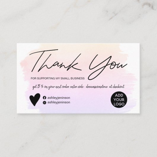 De moderne waterverf van het manuscriptborstelform visitekaartje (Voorkant)