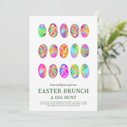 De moderne Waterverf van Pasen Egg Hunt Brunch Kaart (Staand voorkant)