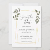 De moderne waterverf verlaat gouden lijst sparen d kaart (Voorkant)