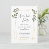 De moderne waterverf verlaat gouden lijst sparen d kaart (Staand voorkant)