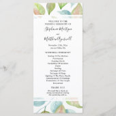 De moderne Waterverf verlaat loof trouwceremonie Programmakaart (Voorkant)