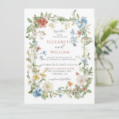 De moderne Wildflower Boho Waterverf bruiloft Kaart (Staand voorkant)