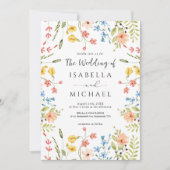 De moderne Wildflower Lijst Garden Wedding Kaart (Voorkant)