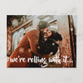 De moderne Witte Band van het Manuscript Foto spar Aankondigingskaart (Voorkant)