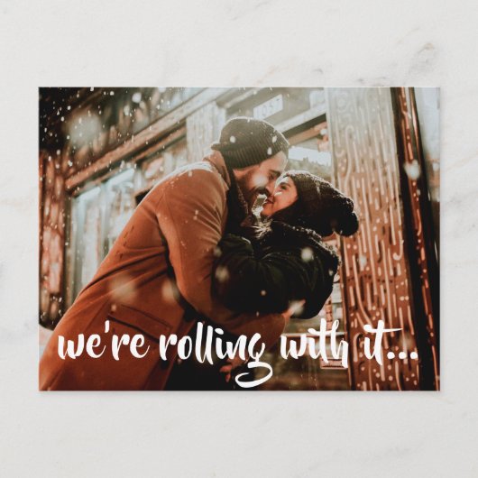 De moderne Witte Band van het Manuscript Foto spar Aankondigingskaart (Voorkant)